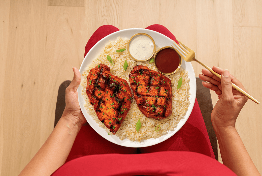 Flame-grilled chicken skewers